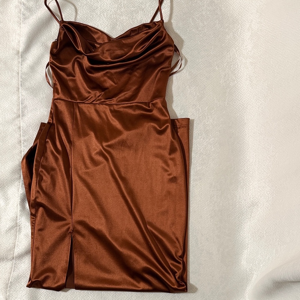 Windsor Brown Satin Maxi Dress